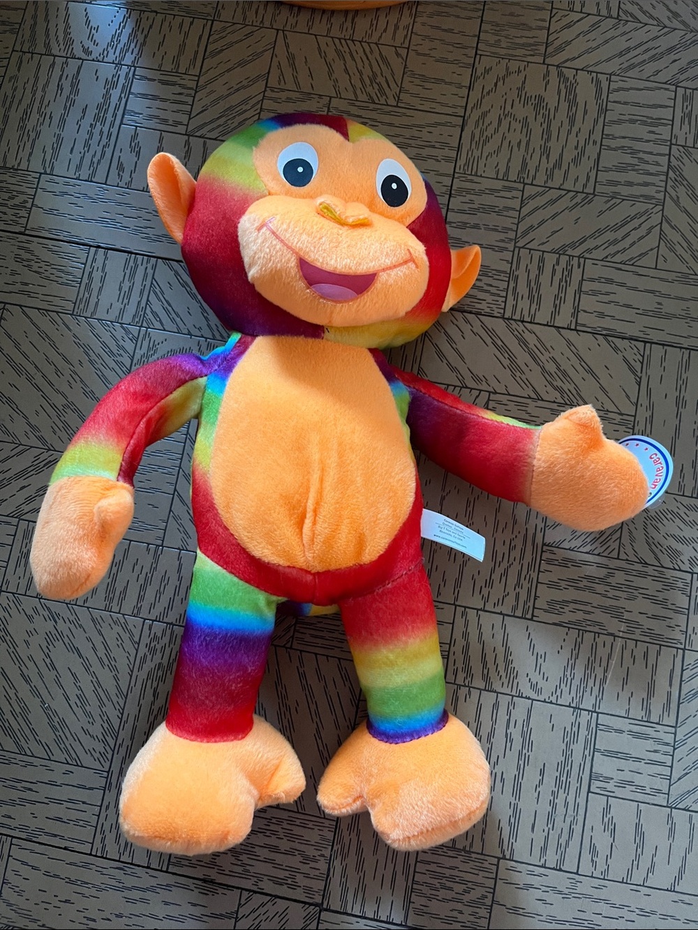 Rainbow Plush Monkey Stuffed Animal - Orange & Multicolor